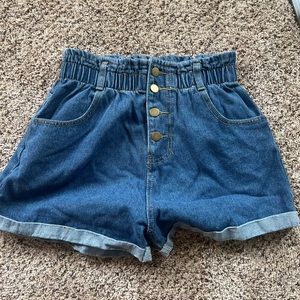 Medium Denim Paper Bag Shorts